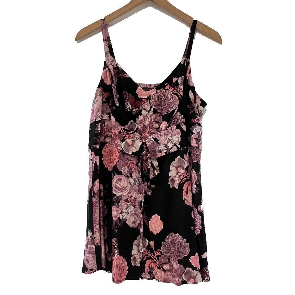 New Torrid Black & Pink Floral Tank - Size 1X
